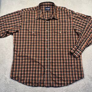 Wrangler Plaid Pearl Snap Western Shirt Long Sleeve Button Up Cowboy‎ XXL